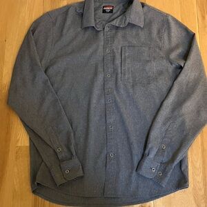 Karbon Gray Long Sleeve Button-Up Shirt Polyester Spandex Size Small